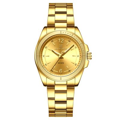 Relógio De Pulso Feminino Em Aço Inoxidavel Confortável Design Elegante à Prova D´agua Dourado