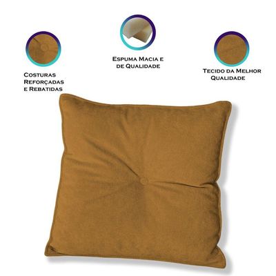 Kit 4 Almofadas Quadradas Tina Com Botão Central Boucle - 7 Decor Terracota