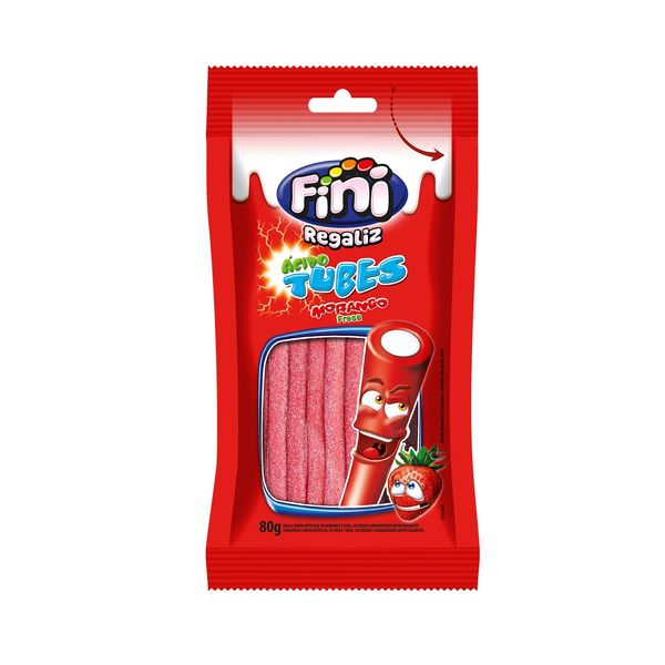 Bala Gelatina Tubes Morango Cítrico Fini 80g