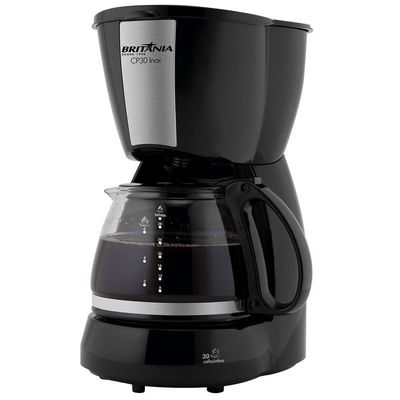 Cafeteira Britânia CP30 Inox Preta Com Jarra De Vidro 110V