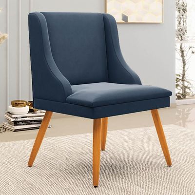 Kit 10 Cadeiras Estofadas Para Sala De Jantar Pés Palito Lia Suede Azul Marinho - Ibiza