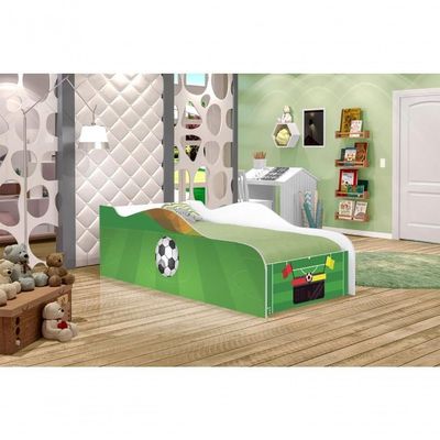 Cama Carro Fun Adesivada Campo De Futebol Solteiro