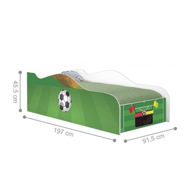 Cama Carro Fun Adesivada Campo De Futebol Solteiro