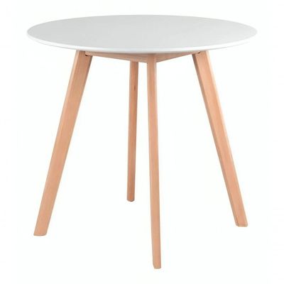Conjunto Mesa De Jantar Sala Cozinha Leda Elegante 80cm Branca Com 4 Cadeiras Wood Leda Branca.