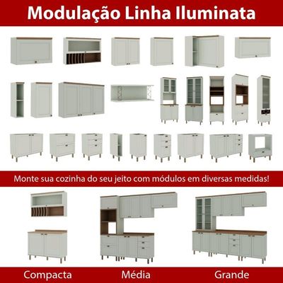 Balcão De Cozinha Genialflex Iluminata Hortelã