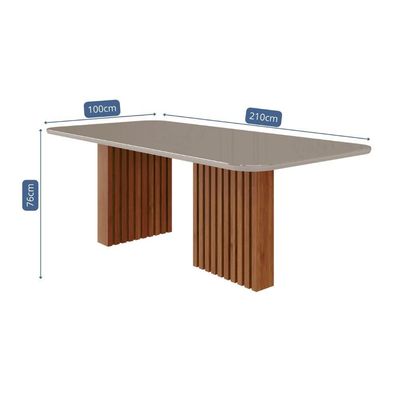 Mesa De Jantar Retangular 210cm Ester Cinamomo/off White Cimol Móveis Cinamomo/off White
