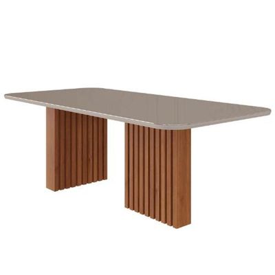 Mesa De Jantar Retangular 210cm Ester Cinamomo/off White Cimol Móveis Cinamomo/off White