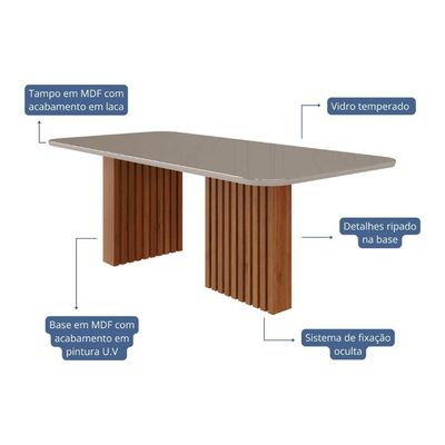 Mesa De Jantar Retangular 210cm Ester Cinamomo/off White Cimol Móveis Cinamomo/off White