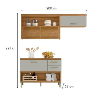 Cozinha Compacta 100% Mdf 2 Peças Princesa Freijó/off White Nesher Freijó/off White