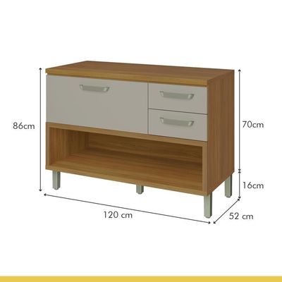 Cozinha Compacta 100% Mdf 2 Peças Princesa Freijó/off White Nesher Freijó/off White