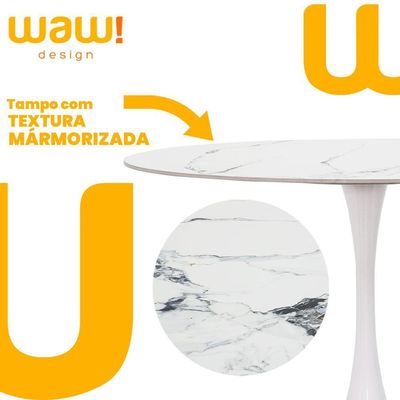 Mesa Saarinen Tulipa Jantar Oval 120x80cm Tampo Marmorizado