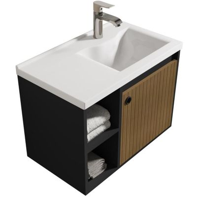 Conjunto Gabinete Com Cuba E Espelheira Juárez Preto/ripado