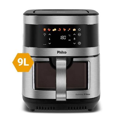 Air Fryer Philco 9L Visor Glass Painel Digital PAF90C 220V