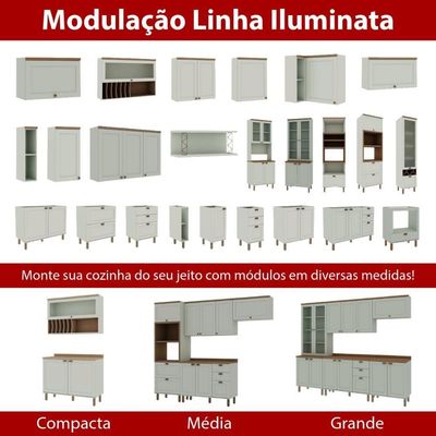 Armário De Cozinha Genialflex Iluminata Aéreo Hortelã