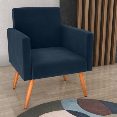 Poltrona Para Decoração Belém Veludo Azul