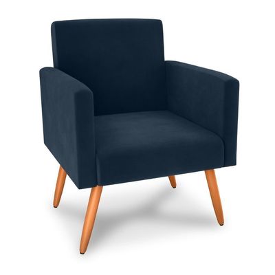 Poltrona Para Decoração Belém Veludo Azul