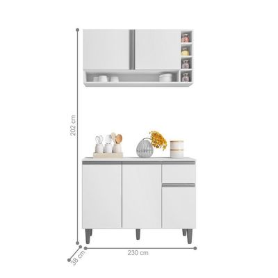 Balcão E Aéreo Para Cozinha Miami Branco