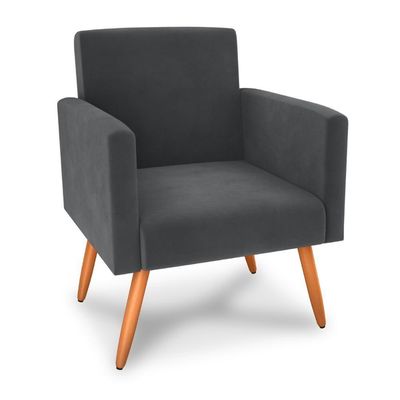 Poltrona Para Decoração Belém Veludo Cinza