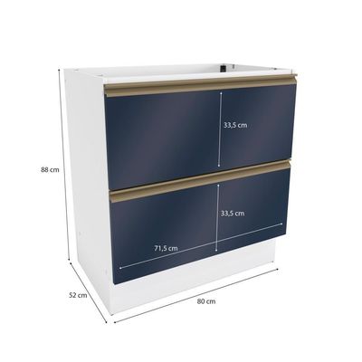 Balcão 2 Gavetas Kappesberg Celeste 100% Mdf Branco-azul Profundo 80cm