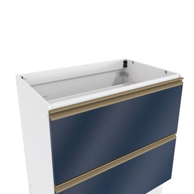 Balcão 2 Gavetas Kappesberg Celeste 100% Mdf Branco-azul Profundo 80cm