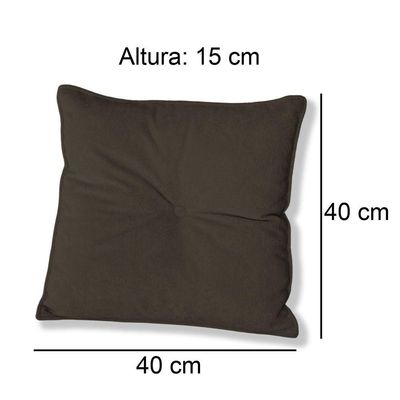 Almofada Quadrada Tina Com Botão Central Boucle - 7 Decor Marrom