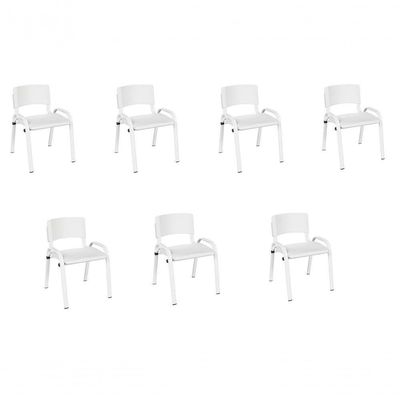 Kit 7 Cadeira Iso Infantil Creche, Escola Base Branco Branco