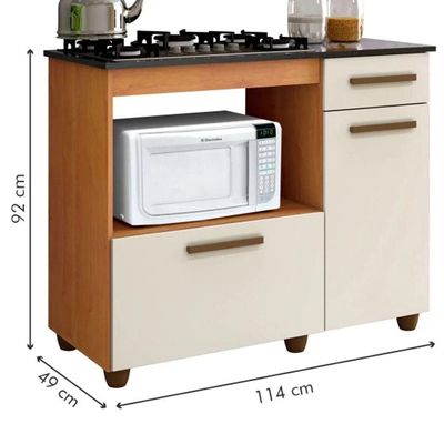 Balcão Cooktop/forno Violeta Kaiki Móveis - Nature/off