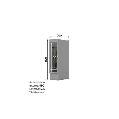 Balcão De Cozinha Porta Toalha 20 Cm Amy Casa 812 Cinza