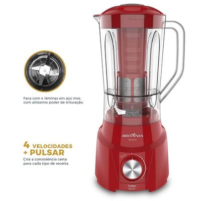 Liquidificador Britânia BLQ970 Turbo 900W 2,6L 110V