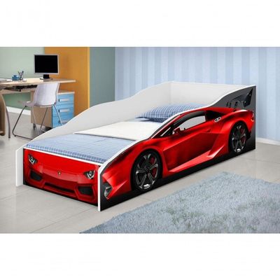Cama Infantil Carro Vermelho Com Colchão