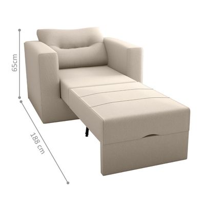 Sofá Cama 1 Lugar Cork Suede Bege