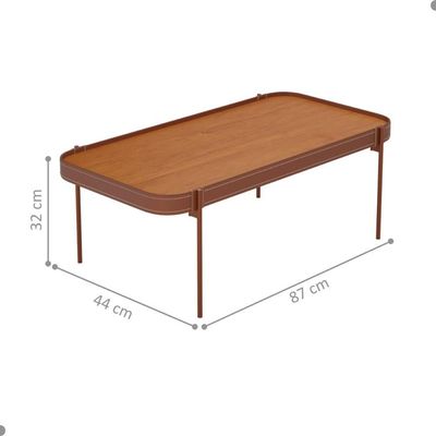 Mesa De Centro Retangular Para Sala Aguai Nature Cobre