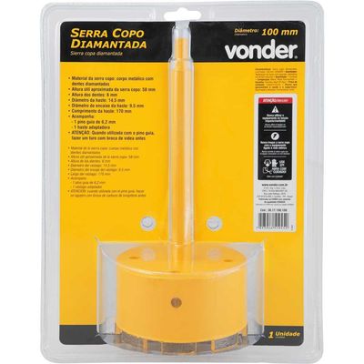 Serra Copo 100mm Diamantada Haste Vonder