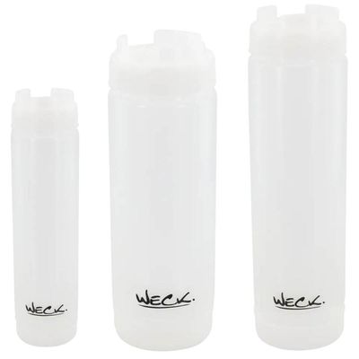 Kit 3 Bisnagas Invertida 470ml 590ml 710ml para Molhos Weck Profissional Delivery Restaurante