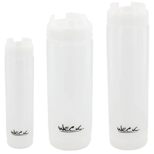 Kit 3 Bisnagas Invertida 470ml 590ml 710ml para Molhos Weck Profissional Delivery Restaurante