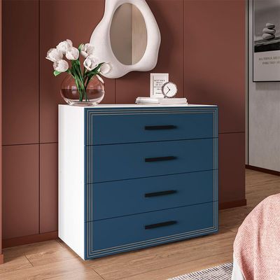 Cômoda Valência 4 Gavetas Azul e Branca