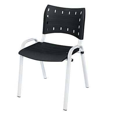 Cadeira Iso Base Branco Escola, Escritório Preto Kit 10 Un