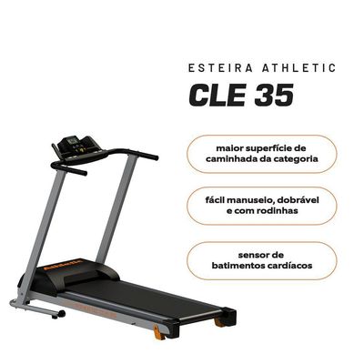 Esteira Elétrica Athletic CLE 35 13km/h 120kg Dobrável 16 Funções Incline Manual Treino Em Casa Bivolt