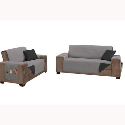 Protetor De Sofá King 2 E 3 Lugares Classic 100% Poliéster - Cinza