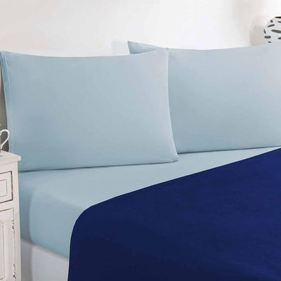 Jogo De Cama Malha Lençol 100% Algodão Gran Moratta 4 Peças Queen - Azul Royal-azul Bebê