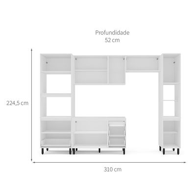 Cozinha Compacta Sem Tampo com Paneleiro Amara 10 Portas 4 Gavetas Verde e Branca