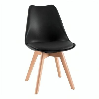 Conjunto Mesa Jantar Moderna Leda 90 Cm Com 4 Cadeiras Leda Elegante Preta.