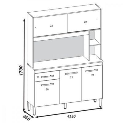 Cozinha Compacta Ceara 5 Portas 1 Gaveta Canelato Rustico