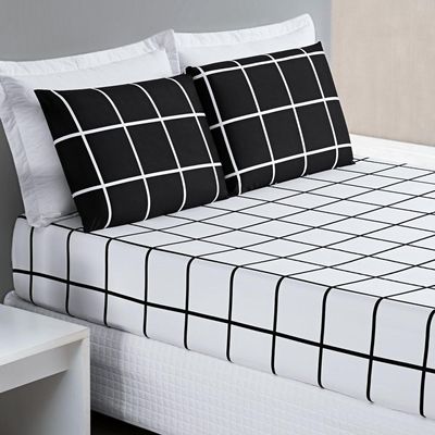 Jogo De Cama Lençol 200 Fios Austin Queen 03 Peças - visual disponível na cor Preto