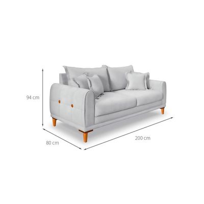 Sofá 3 Lugares Lisboa Veludo Prata 200 cm