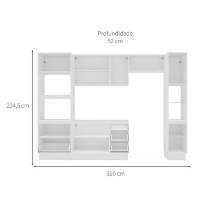 Cozinha Compacta Sem Tampo com Rodapé e Paneleiro Amara 10 Portas 4 Gavetas Azul e Branca