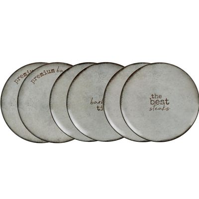 Jogo 6 Pratos Rasos Tramontina Porcelana 28cm Churrasco Rustic Mesa Posta