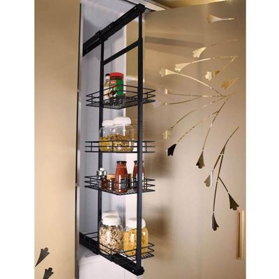 Coluna Deslizante Aramada Armário 4 Bandejas 25x47x152cm Aço Carbono Preto Masutti Copat