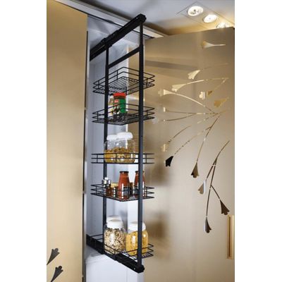Coluna Deslizante com Corrediça 5 Bandejas 35x47x175cm Aço Preto Masutti Copat