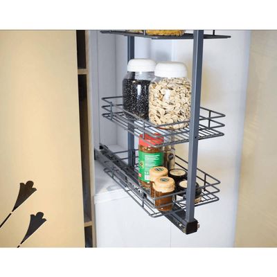 Coluna Deslizante Aramada Cinza Masutti 5 Cestos Organizadores 25x47x175cm Cozinha